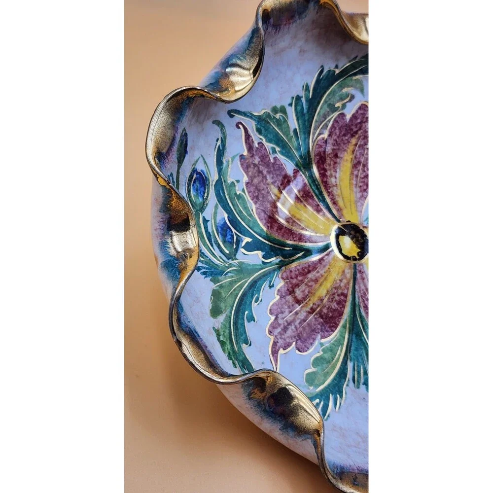 Vintage Handpainted Italian Numbered (3/442) Scalloped Dish